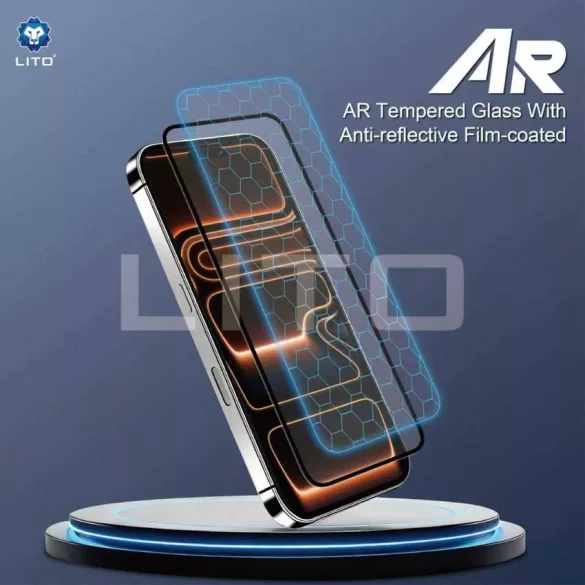 Apple iPhone 13/13 Pro/14 Lito AR SE Anti-Reflective 2.5D Full Üvegfólia - Fekete