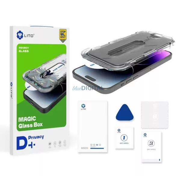 Apple iPhone 15 Lito D+ Tools Privacy 2.5D Full Üvegfólia - Fekete