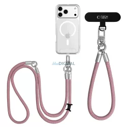   Tech-Protect C10S CrossBody csukló és vállpánt / univerzális Telefon pánt - Rózsaszín