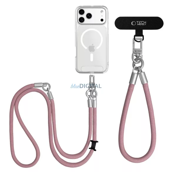 Tech-Protect C10S CrossBody csukló és vállpánt / univerzális Telefon pánt - Rózsaszín