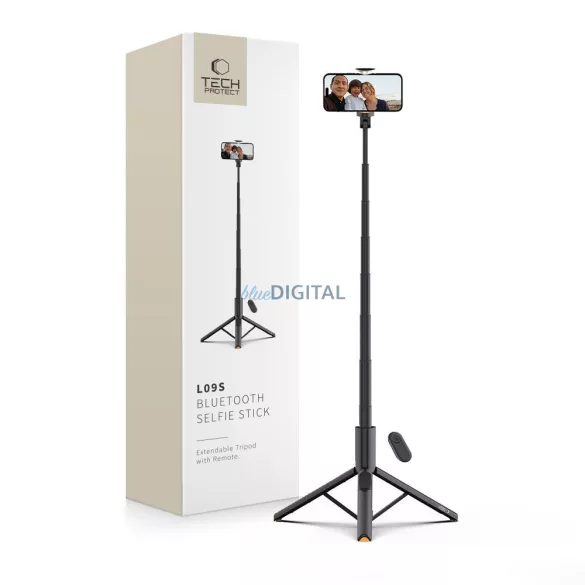 Tech-Protect L09S Bluetooth Tripod Stand Multifunkciós Wireless Gimbal Selfie Bot - Fekete