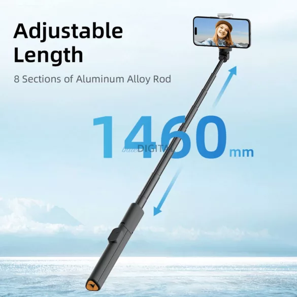 Tech-Protect L09S Bluetooth Tripod Stand Multifunkciós Wireless Gimbal Selfie Bot - Fekete
