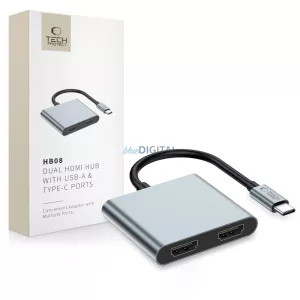 Tech-Protect HB08 3in1 USB-C - USB-A 3.0 / HDMI 4K 60Hz HUB Adapter - Grafit