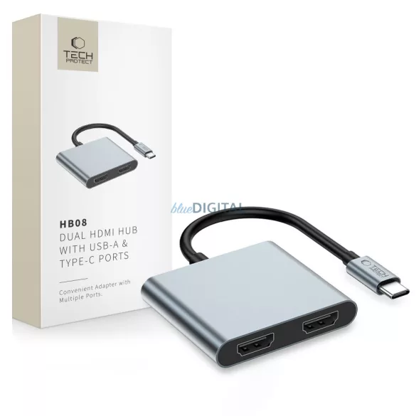 Tech-Protect HB08 3in1 USB-C - USB-A 3.0 / HDMI 4K 60Hz HUB Adapter - Grafit
