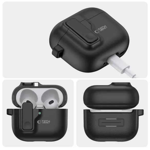 Apple AirPods 4 Tech-Protect Biztonsági Tok - Fekete