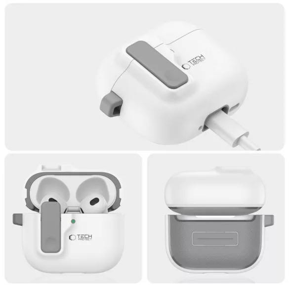 Apple AirPods 4 Tech-Protect Biztonsági Tok - Fehér