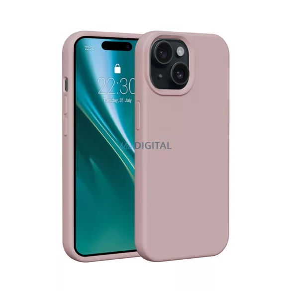 Apple iPhone 15 Etteri Silicone Hátlap - Puder Rózsaszín