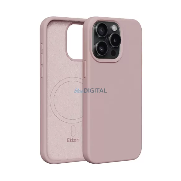 Apple iPhone 15 Pro Etteri Silicone Magsafe Hátlap - Puder Rózsaszín