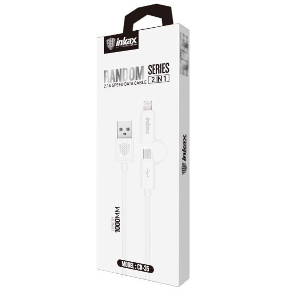 INKAX CK-35 2in1 Lightning+Micro USB 1M Adatkábel - Fehér