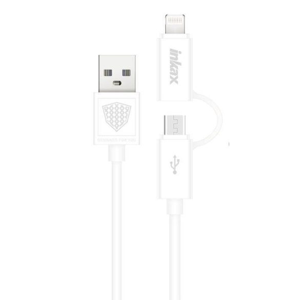 INKAX CK-35 2in1 Lightning+Micro USB 1M Adatkábel - Fehér