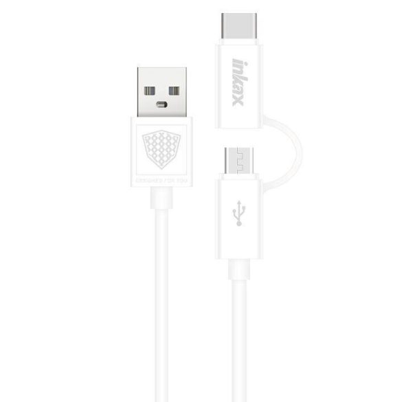 INKAX CK-35 2in1 USB Type-C+Micro USB 1M Adatkábel - Fehér