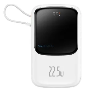 Baseus Qpow Digital 22.5W QC/PD/SCP/FCP 10000 mAh Powerbank USB-C Kábellel - Fehér