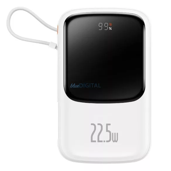 Baseus Qpow Digital 22.5W QC/PD/SCP/FCP 10000 mAh Powerbank USB-C Kábellel - Fehér