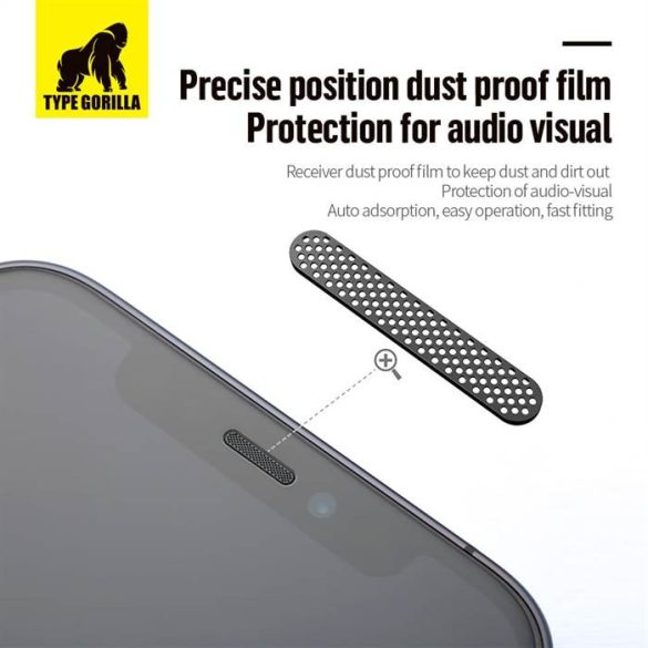 Apple iPhone 12 Mini TG Receiver Dustproof 2.5D Silk Full Üvegfólia - Fekete