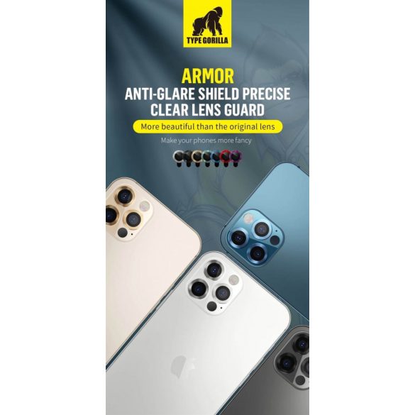 Apple iPhone 12 Pro TG Armor 3D Kameravédő Üvegfólia - Arany