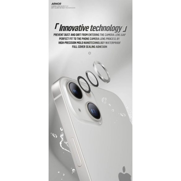 Apple iPhone 13 Mini/13 TG Armor 3D Kameravédő Üvegfólia - Ezüst