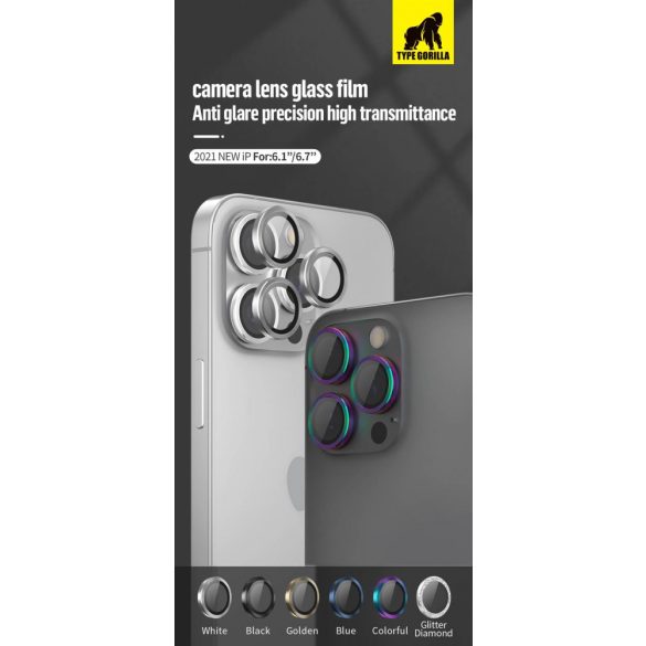 Apple iPhone 13 Pro/13 Pro Max TG Armor 3D Kameravédő Üvegfólia - Ezüst