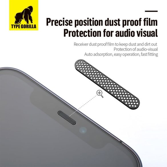 Apple iPhone 13 Mini TG Receiver Dustproof 2.5D Silk Full Üvegfólia - Fekete