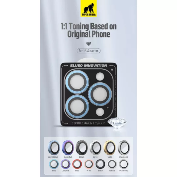 Apple iPhone 13 Mini/13 TG Armor Pro 3D Kameravédő Üvegfólia - Kaméleon