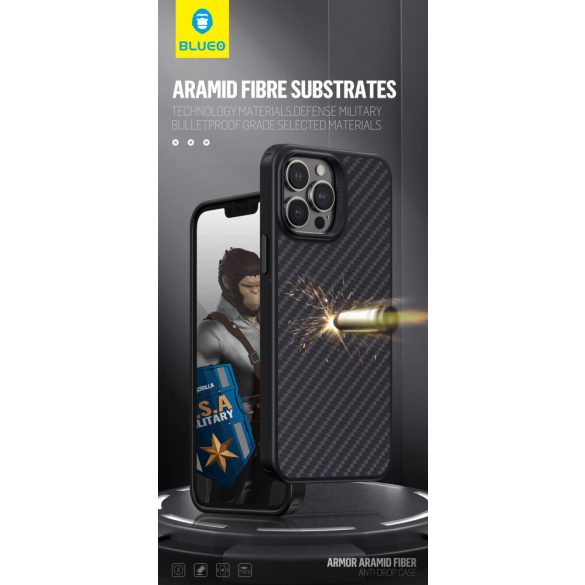 Samsung S22 Plus Blueo Armor Aramid Fiber Hátlap - Grafit