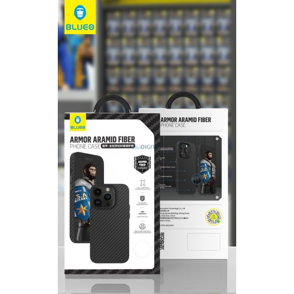 Apple iPhone 14 Pro Blueo Armor Aramid Fiber Ultra Slim Hátlap - Fekete