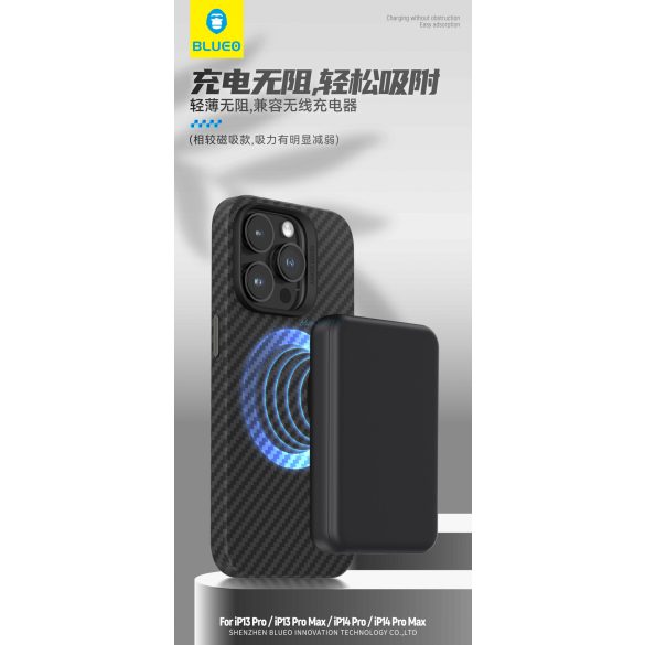 Apple iPhone 14 Pro Blueo Armor Aramid Fiber Ultra Slim Hátlap - Fekete