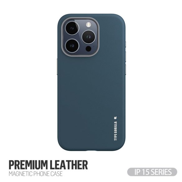 Apple iPhone 14 Pro TG Premium Leather Magsafe Hátlap - Kék