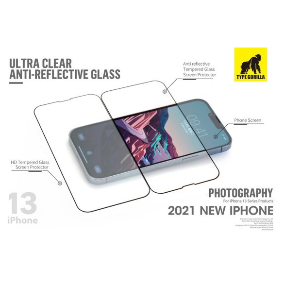 Apple iPhone 13 Pro Max/14 Plus TG Anti-Reflective 2.5D Üvegfólia Portalanító Applikátorhoz - Fekete
