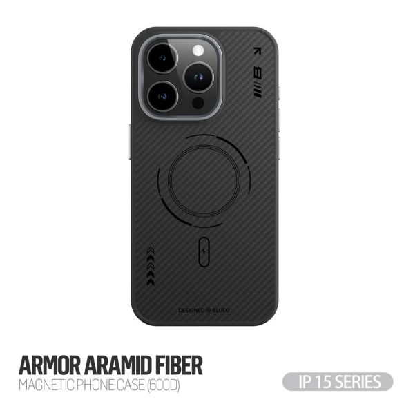 Apple iPhone 14 Pro Blueo Armor Aramid Fiber (600D) Magsafe Hátlap - Fekete