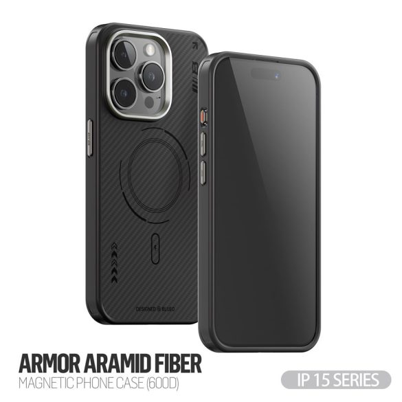 Apple iPhone 14 Pro Blueo Armor Aramid Fiber (600D) Magsafe Hátlap - Fekete