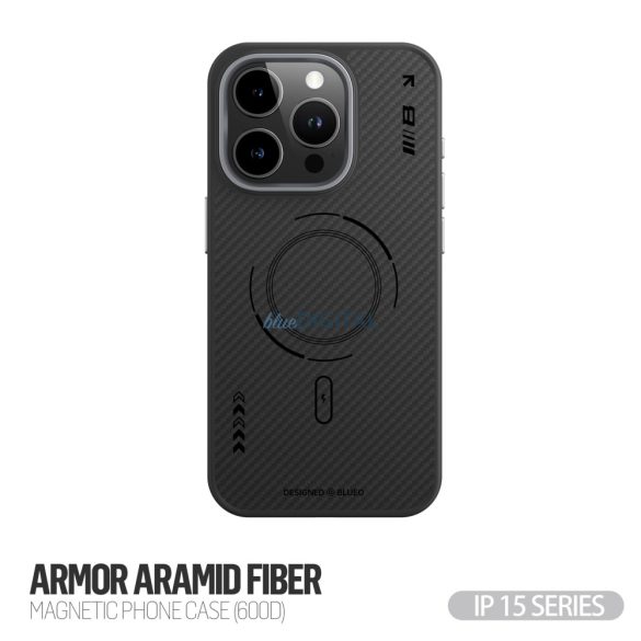 Apple iPhone 14 Pro Max Blueo Armor Aramid Fiber (600D) Magsafe Hátlap - Fekete