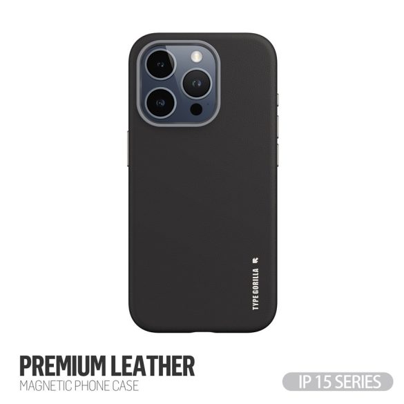 Apple iPhone 14 Pro Max TG Premium Leather Magsafe Hátlap - Fekete