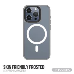   Apple iPhone 15 TG Skin Friendly Drop Magsafe Hátlap - Szürke