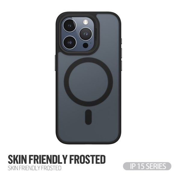 Apple iPhone 15 Pro TG Skin Friendly Drop Magsafe Hátlap - Fekete