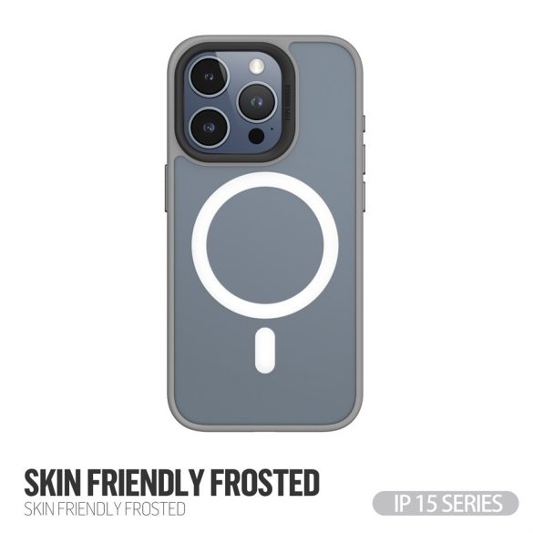 Apple iPhone 15 Pro TG Skin Friendly Drop Magsafe Hátlap - Szürke