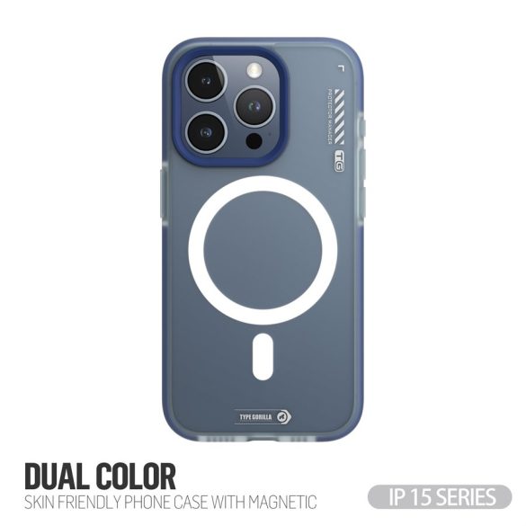 Apple iPhone 15 Pro TG Dual Color Skin Magsafe Hátlap - Kék