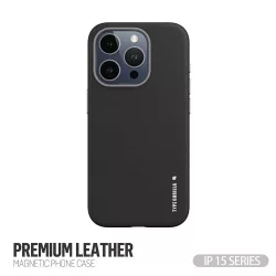   Apple iPhone 15 Pro TG Premium Leather Magsafe Hátlap - Fekete