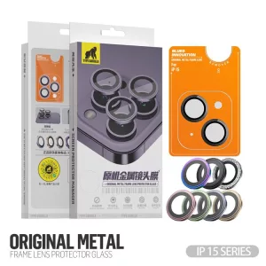Apple iPhone 15/15 Plus TG Original Metal 3D Kamera Védő Üvegfólia - Zöld
