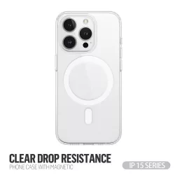   Apple iPhone 15 Pro TG Crystal Drop Magsafe Hátlap - Átlátszó