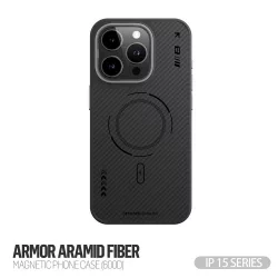   Apple iPhone 15 Pro TG Armor Aramid Fiber (600D) Magsafe Hátlap - Fekete