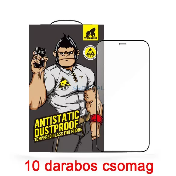 Apple iPhone XS Max/11 Pro Max TG ESD Anti-Static 10 Darabos 2.5D Full Üvegfólia - Fekete