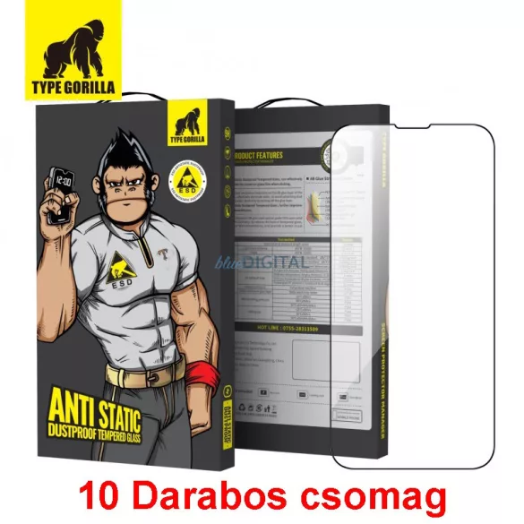 Apple iPhone 13 Pro Max/14 Plus TG ESD Anti-Static 10 Darabos 2.5D Full Üvegfólia - Fekete