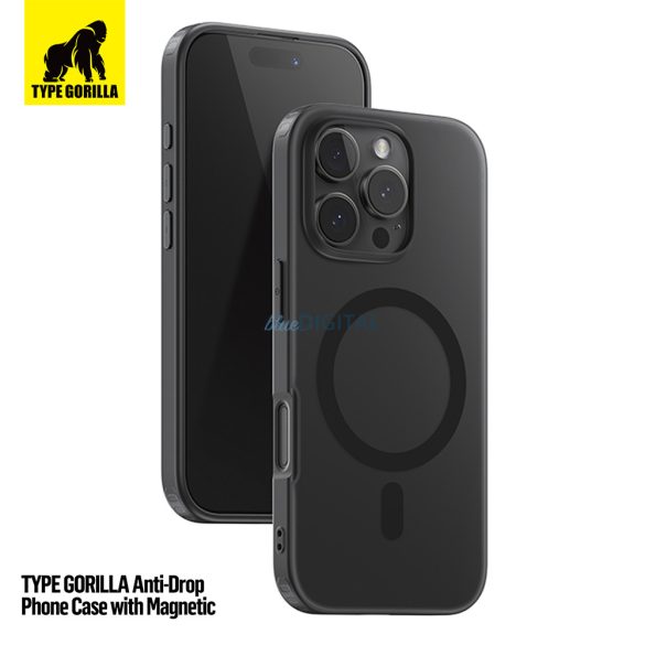 Apple iPhone 17 TG Frosted Anti-Drop Magsafe Hátlap - Fekete