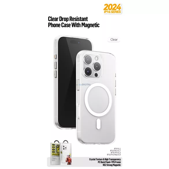 Apple iPhone 17 Air TG Crystal Drop Magsafe Hátlap - Átlátszó