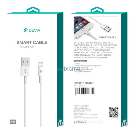 DEVIA EC064 Smart Lightning 2M Adatkábel - Fehér