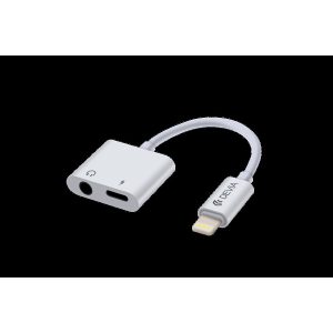 Devia EH018 Lightning/3.5 Jack Audió és Töltő Adapter - Fehér