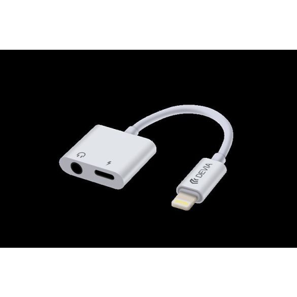 Devia EH018 Lightning/3.5 Jack Audió és Töltő Adapter - Fehér