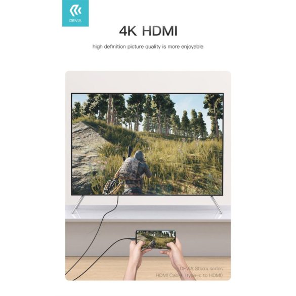 DEVIA Storm USB Type-C 2M 4K HDMI kábel  - Fekete