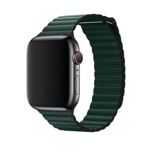 Apple iWatch Devia Elegant Leather Loop 42/44mm óraszíj - Sötétzöld