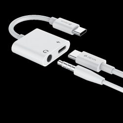   Devia EC610 USB Type-C/3.5 Jack Audió és Töltő Adapter - Fehér